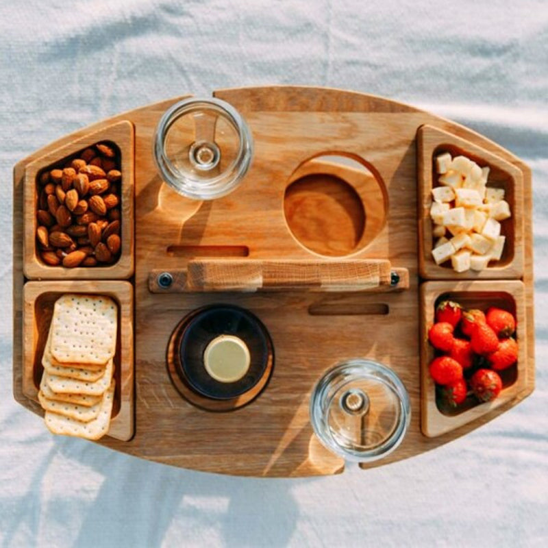 WineNest – Table à Vin Pliable en Bois pour Pique-Niques et Moments Conviviaux