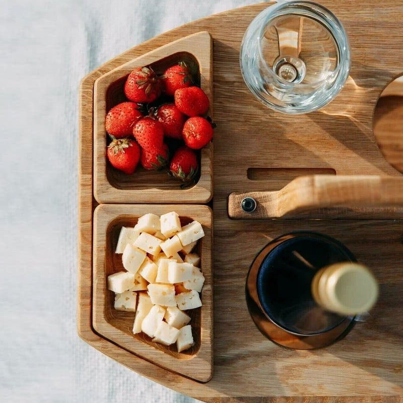 WineNest – Table à Vin Pliable en Bois pour Pique-Niques et Moments Conviviaux