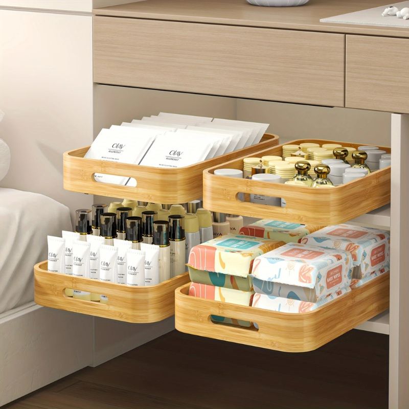 Tiroir de rangement coulissant en bambou