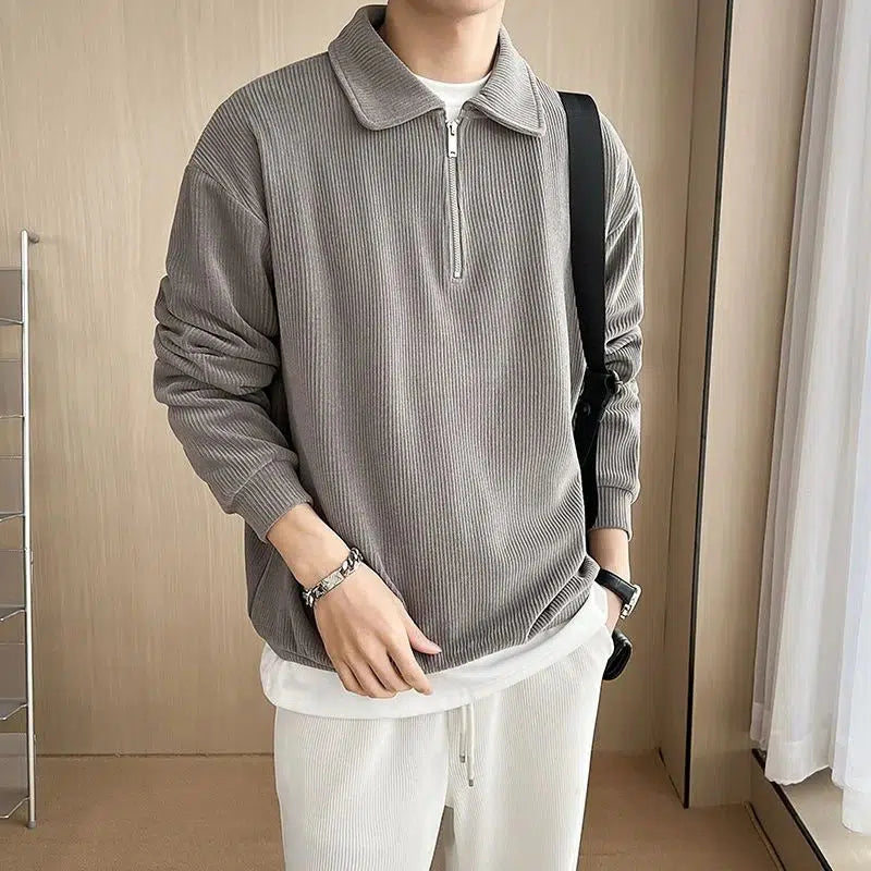 Zip polo long sleeve-Old Money