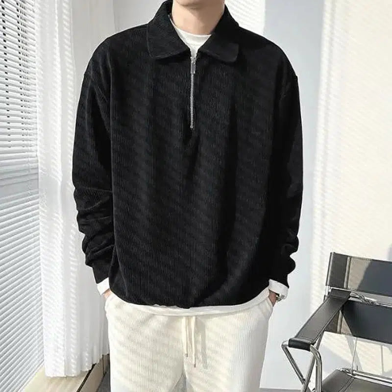 Zip polo long sleeve-Old Money
