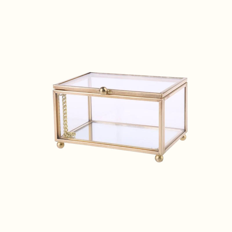Boîte à bijoux en verre et laiton romantique