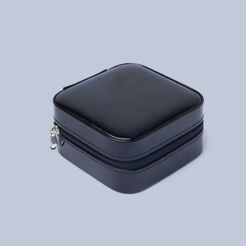 Étui de voyage à bijoux carré en cuir