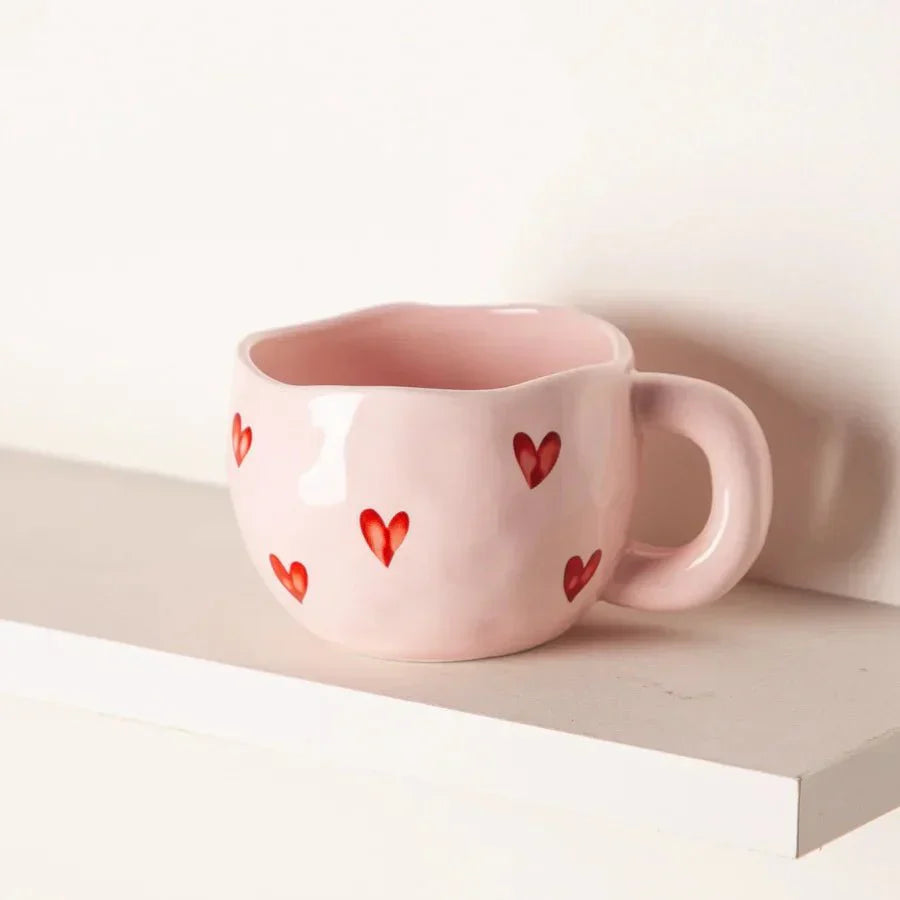 Tasse Céramique HeartSip – Motif Cœur, Design Romantique, 220 ml, Porcelaine Écologique