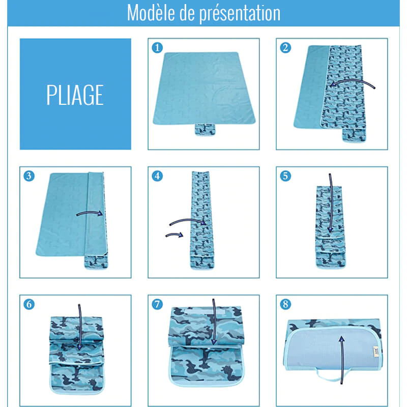 Tapis Pique-Nique Vert Émeraude Rayé