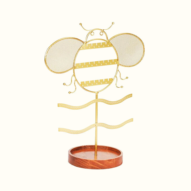 Porte-bijoux abeille en métal et bois