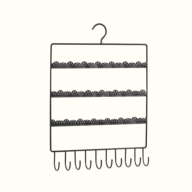 Porte-bijoux mural cintre effet dentelle avec crochets