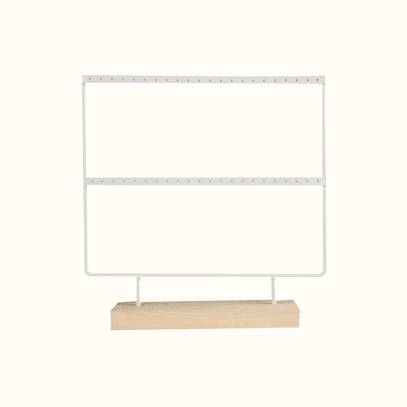 Porte boucles d'oreilles à 2 rangées en métal et bois