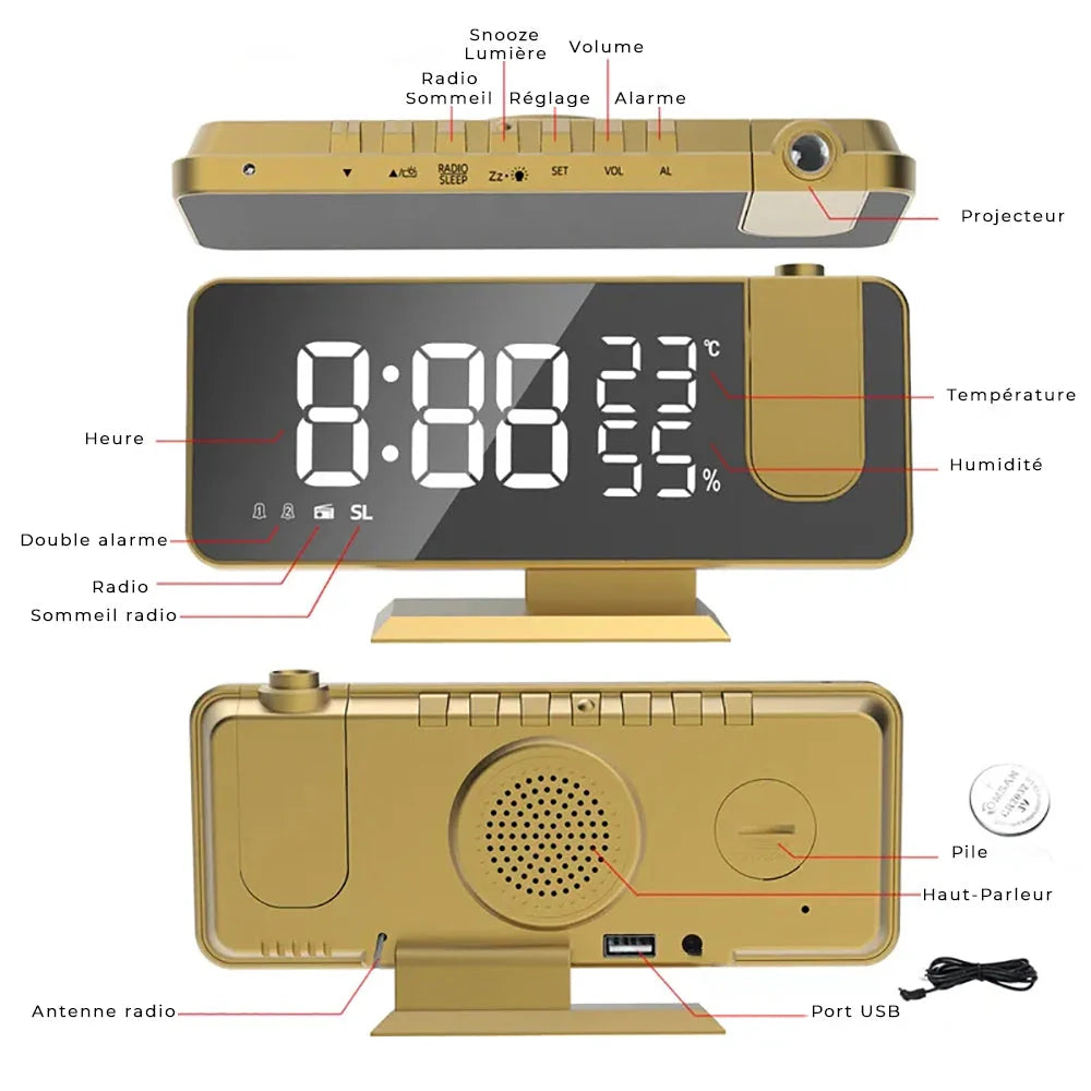 Radio réveil projecteur original
