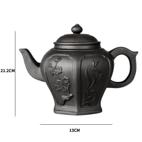 Théière en poterie Yixing Fleurs ancestrales