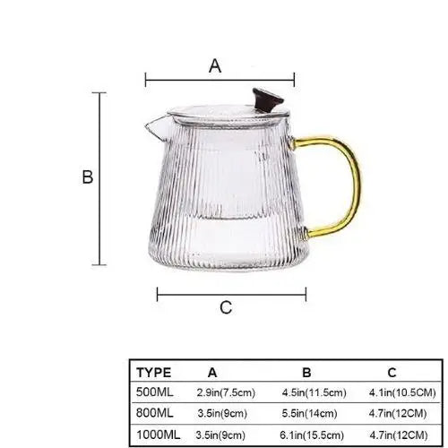 Théière en Verre Strié avec Filtre