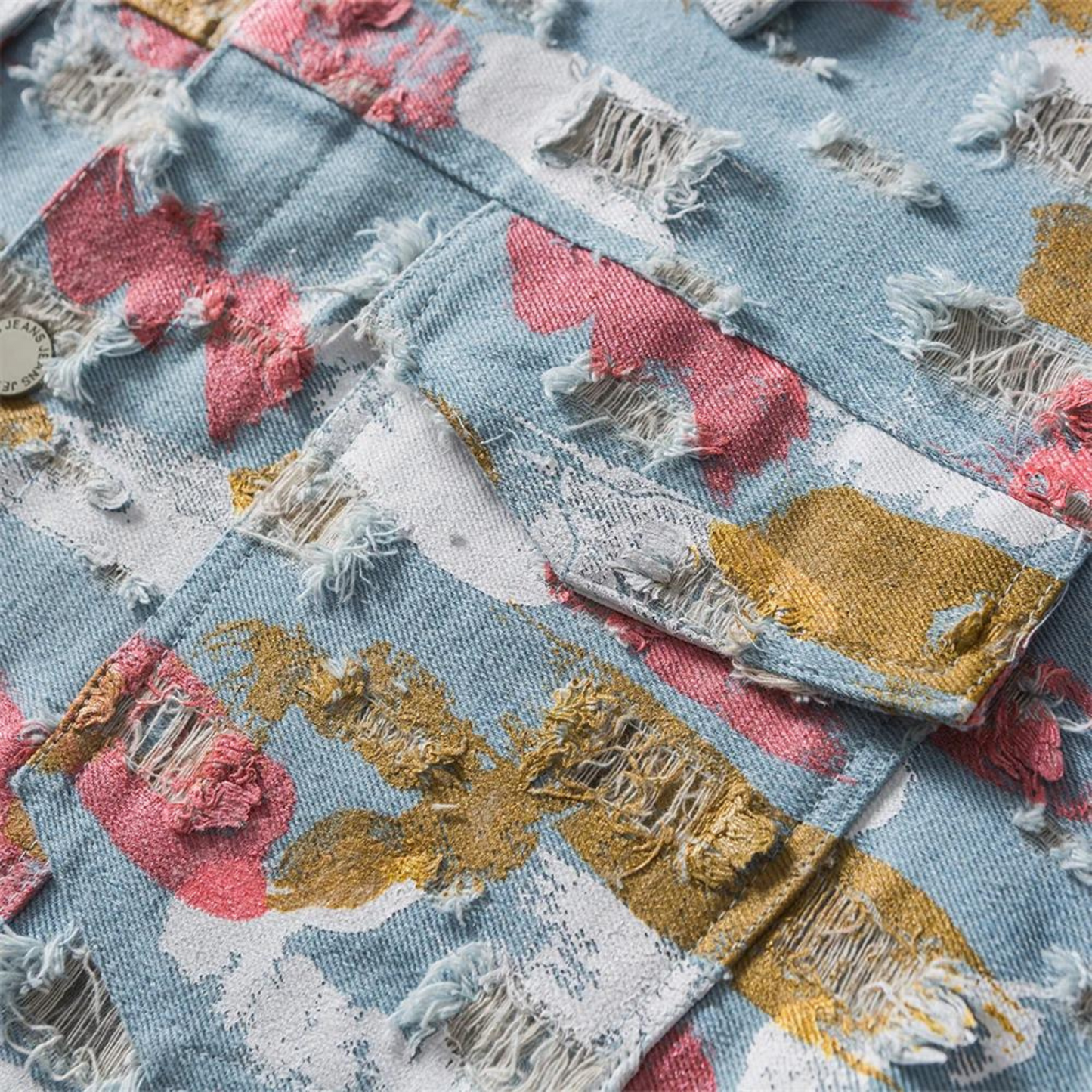 Veste en jean imprimée abstraite