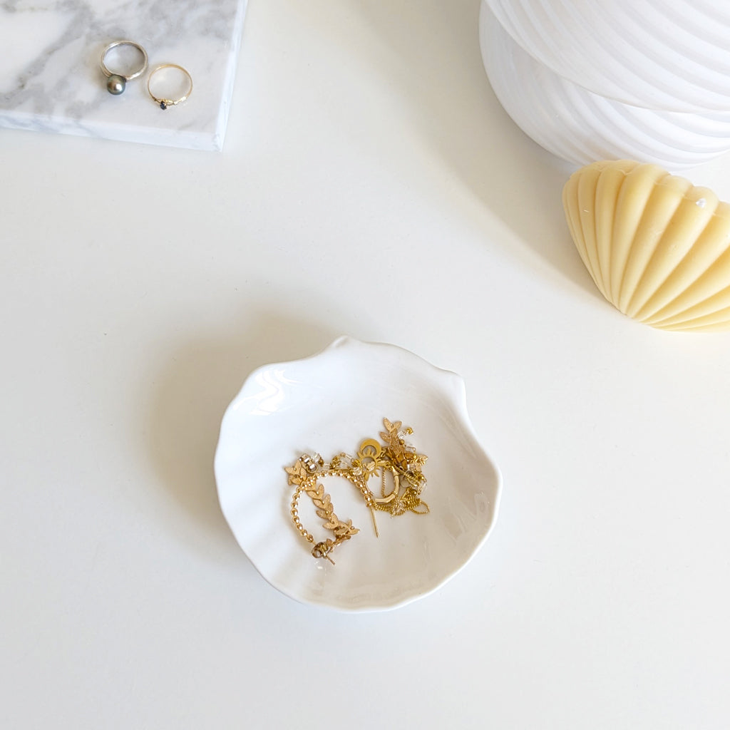 Vide-poche coquillage blanc en céramique