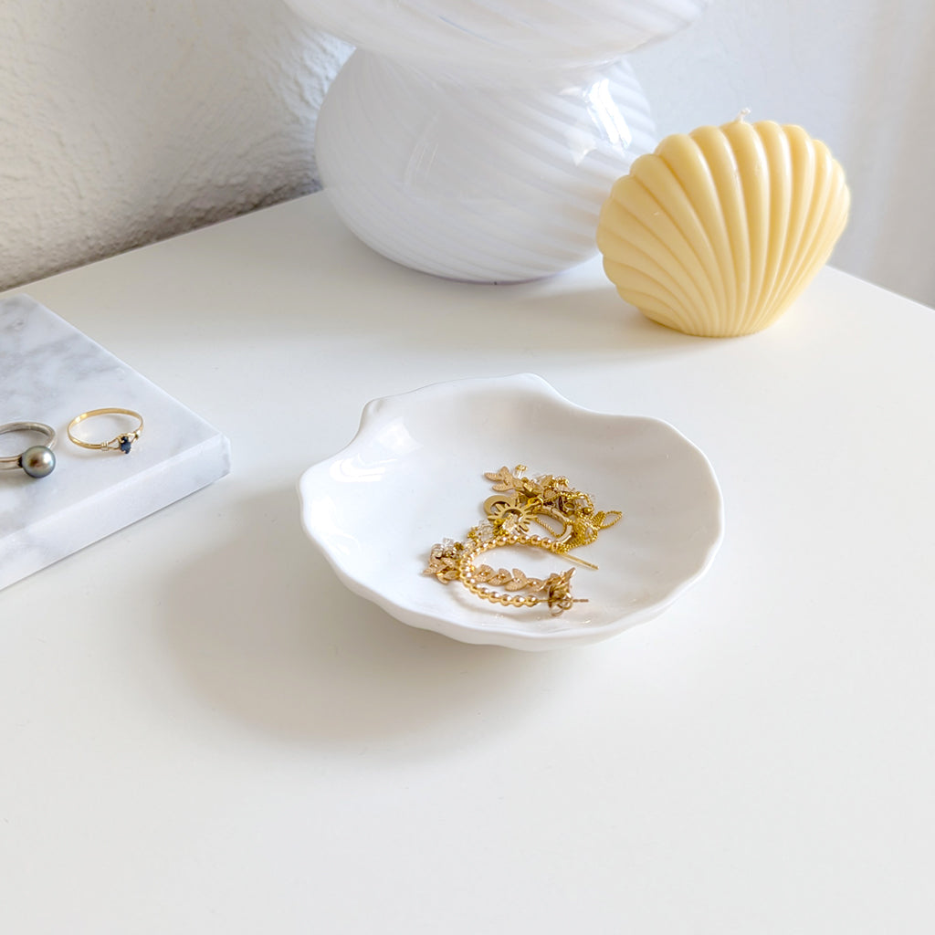 Vide-poche coquillage blanc en céramique