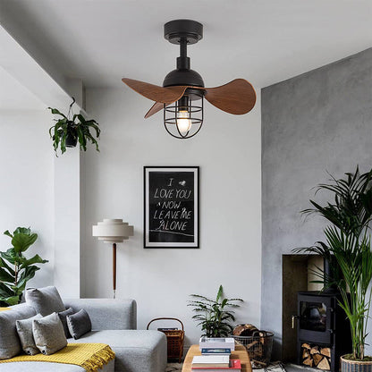 Ventilateur de Plafond avec Éclairage - Design en Noyer Foncé pour Petits Espaces