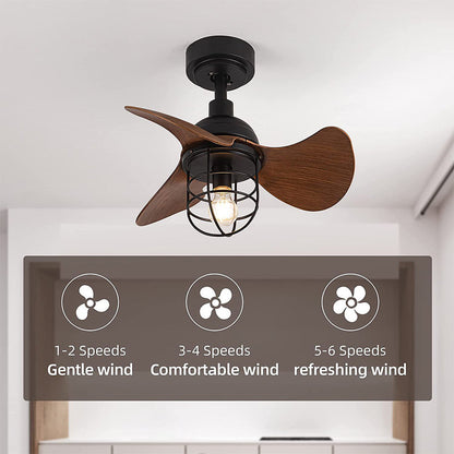Ventilateur de Plafond avec Éclairage - Design en Noyer Foncé pour Petits Espaces
