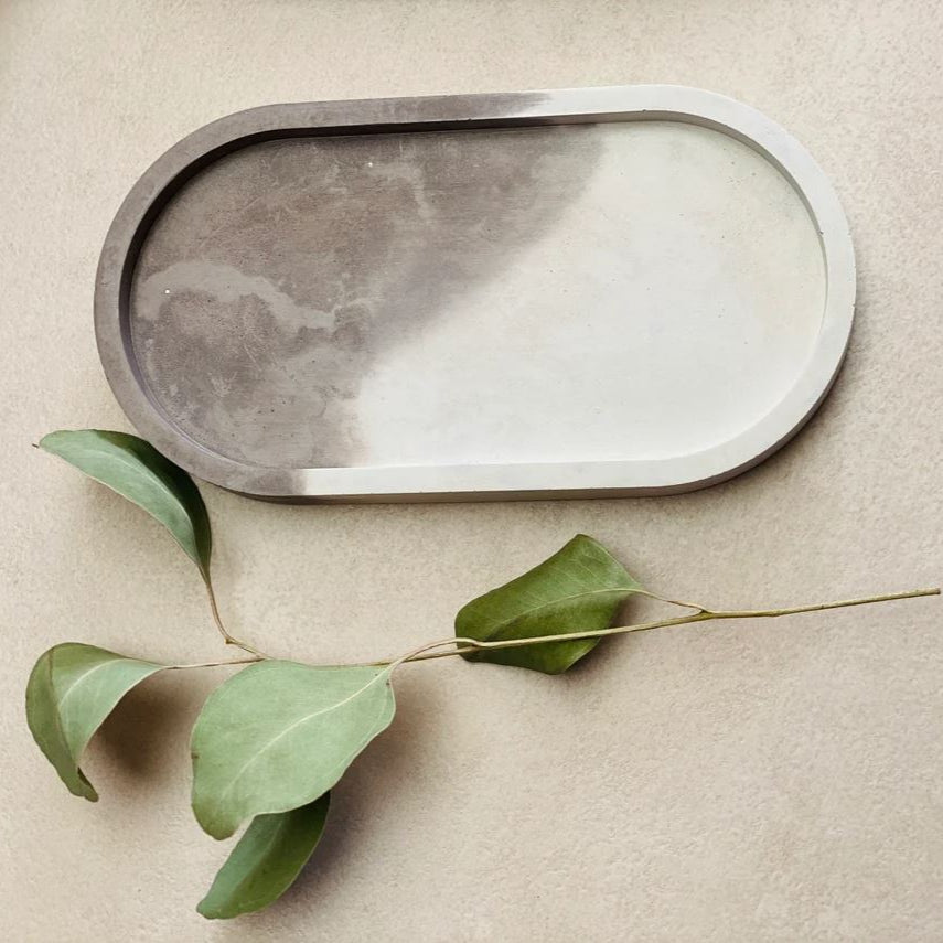 Plateau vide-poche nuances de gris en jesmonite