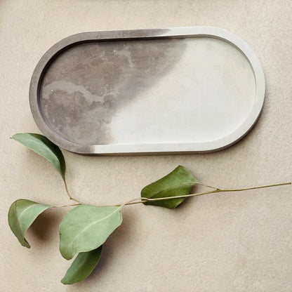 Plateau vide-poche nuances de gris en jesmonite