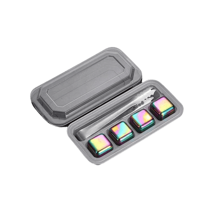 4 Glaçons Réutilisables Inox en forme de Dés arc-en-ciel