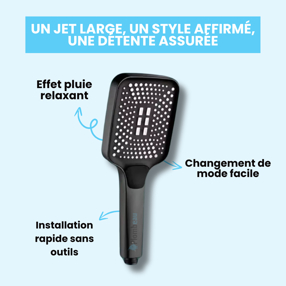 Tête de Douche Rectangle Large Haute Pression