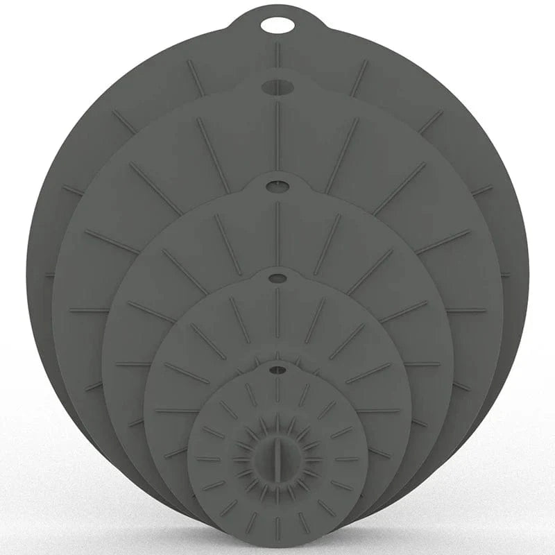 5 Housses Alimentaires en Silicone Réutilisables pour Couvrir Bols & Pots 5pcs gray