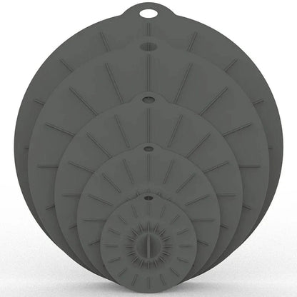 5 Housses Alimentaires en Silicone Réutilisables pour Couvrir Bols & Pots 5pcs gray