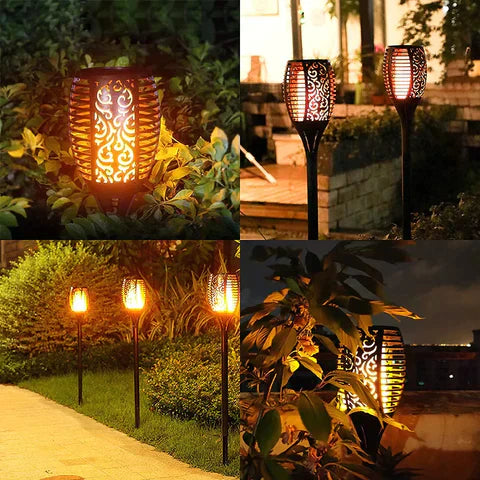 Torche Solaire Extérieure – Éclairage LED Effet Flamme Résistant aux Intempéries pour Jardin et Terrasse