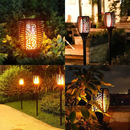 Torche Solaire Extérieure – Éclairage LED Effet Flamme Résistant aux Intempéries pour Jardin et Terrasse