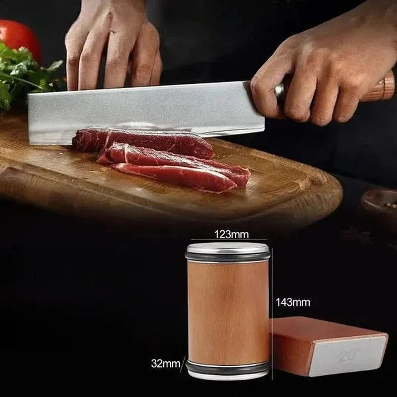 Aiguiseur de couteaux en bois avec système magnétique et angles ajustables