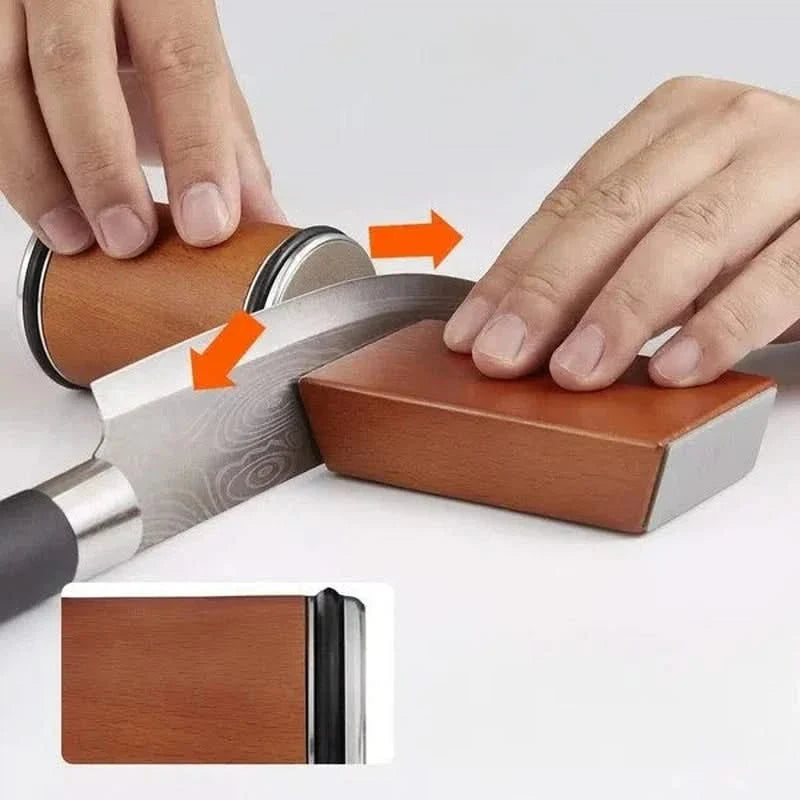 Aiguiseur de couteaux en bois avec système magnétique et angles ajustables