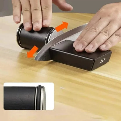 Aiguiseur de couteaux en bois avec système magnétique et angles ajustables