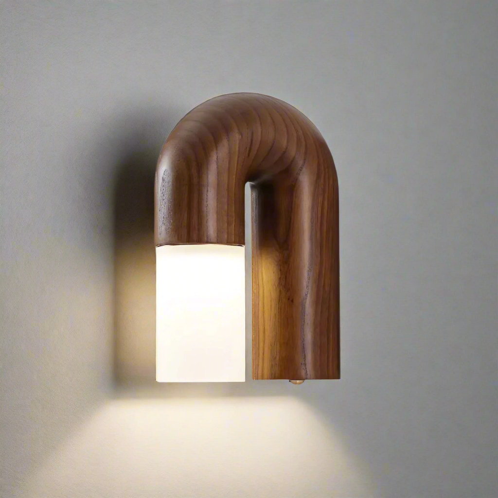 Applique Murale Arcus Wood - Lampe Moderne en Bois et Métal avec Lumière LED Intégrée