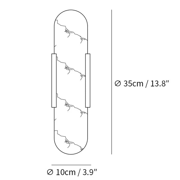 Applique Murale Melange Elongée en Albâtre - Design Élégant avec Détails en Laiton