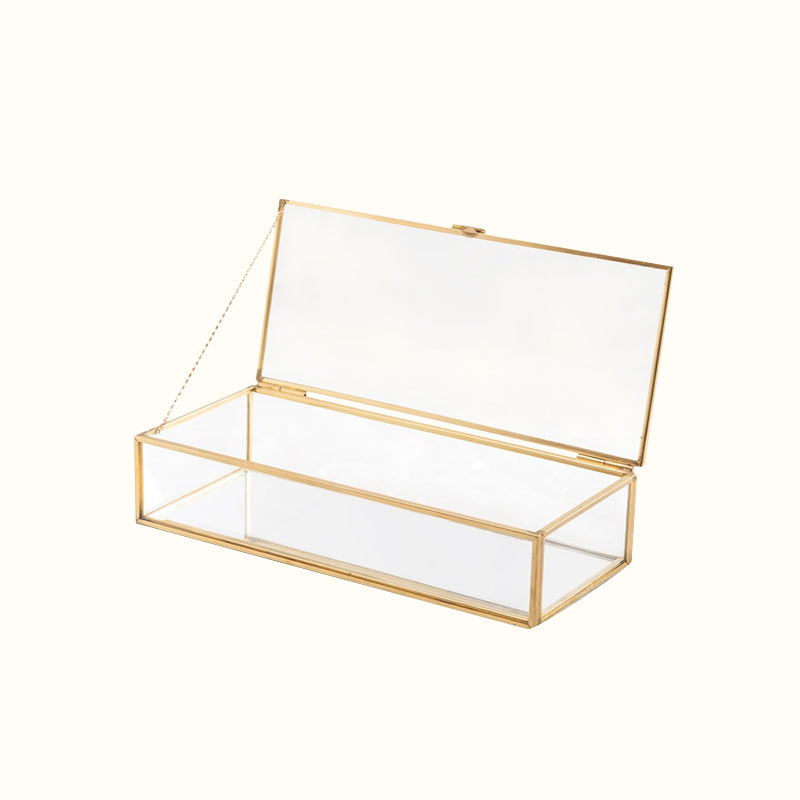 Grande boite a bijoux verre et laiton doré