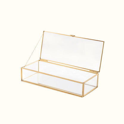 Grande boite a bijoux verre et laiton doré