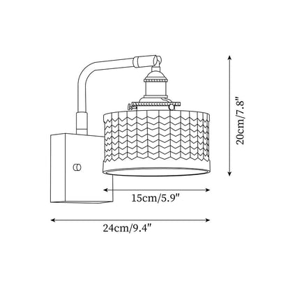 Applique Murale Camela – Éclairage Rustique avec Verre Artisanal et Base en Bois