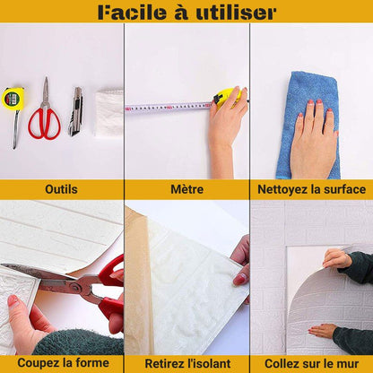 [PACK 10 pcs] Panneau mural 3D Premium - Brique (5,39 m²)