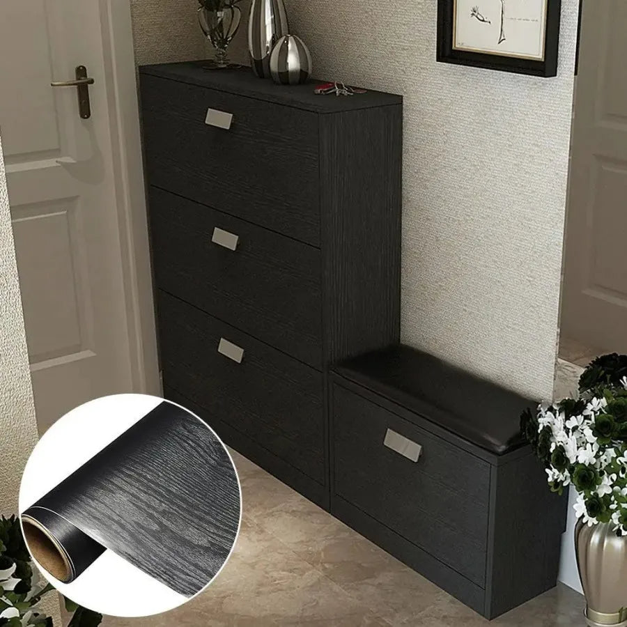 Adhésif Plan de Travail Noir de Style Bois