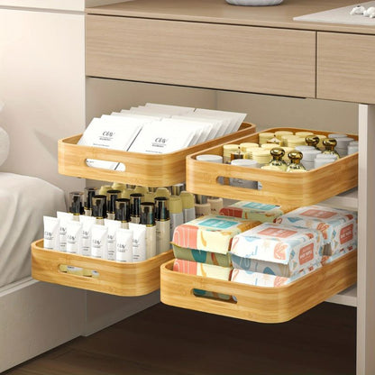 Tiroir de rangement coulissant en bambou