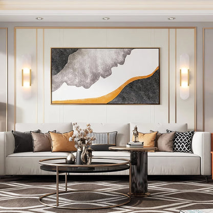 Applique Murale Melange Elongée en Albâtre - Design Élégant avec Détails en Laiton