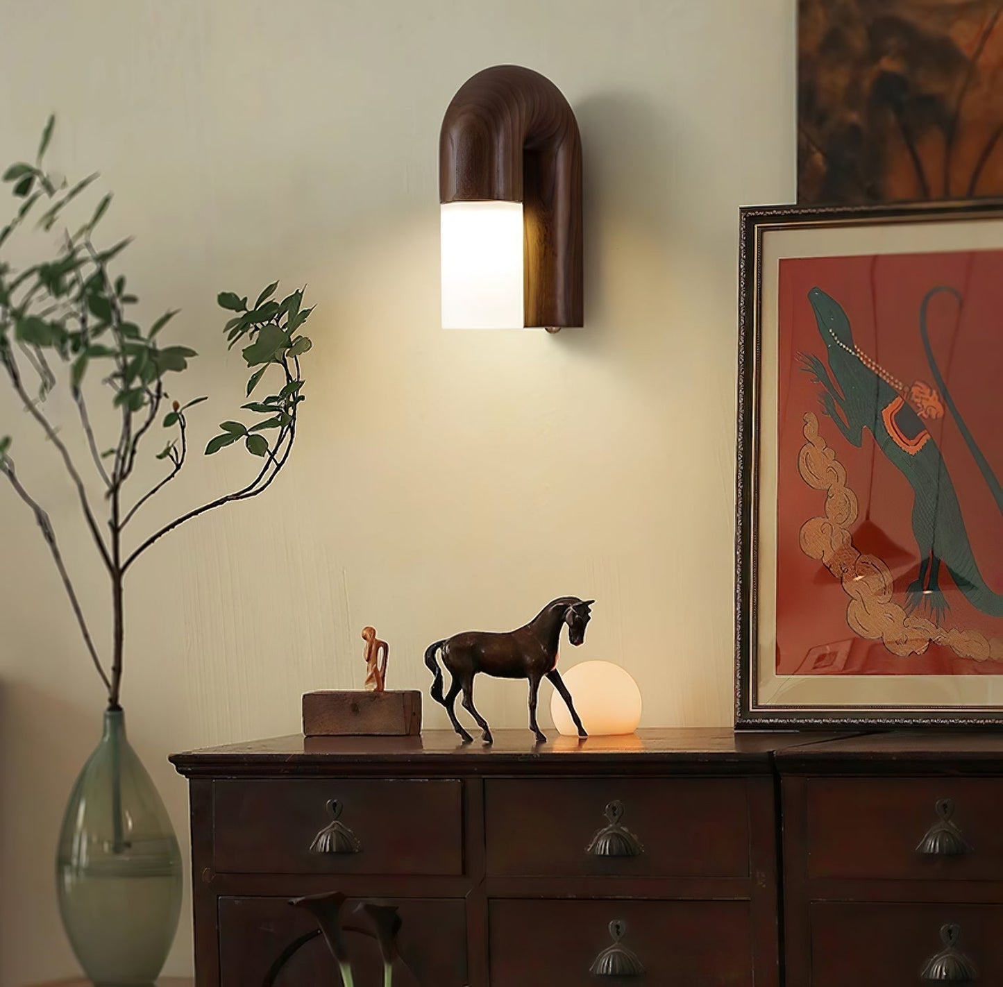 Applique Murale Arcus Wood - Lampe Moderne en Bois et Métal avec Lumière LED Intégrée