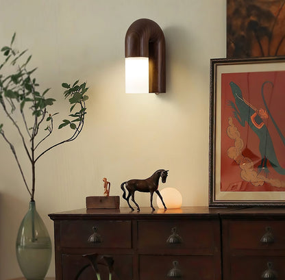 Applique Murale Arcus Wood - Lampe Moderne en Bois et Métal avec Lumière LED Intégrée