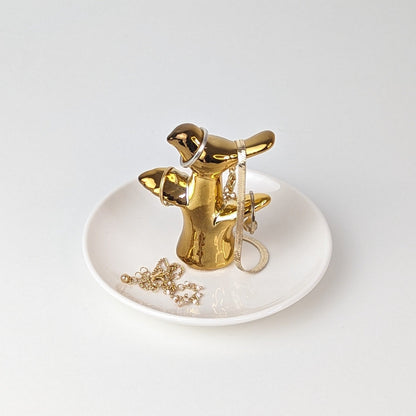 Porte bagues arbre et oiseau en céramique