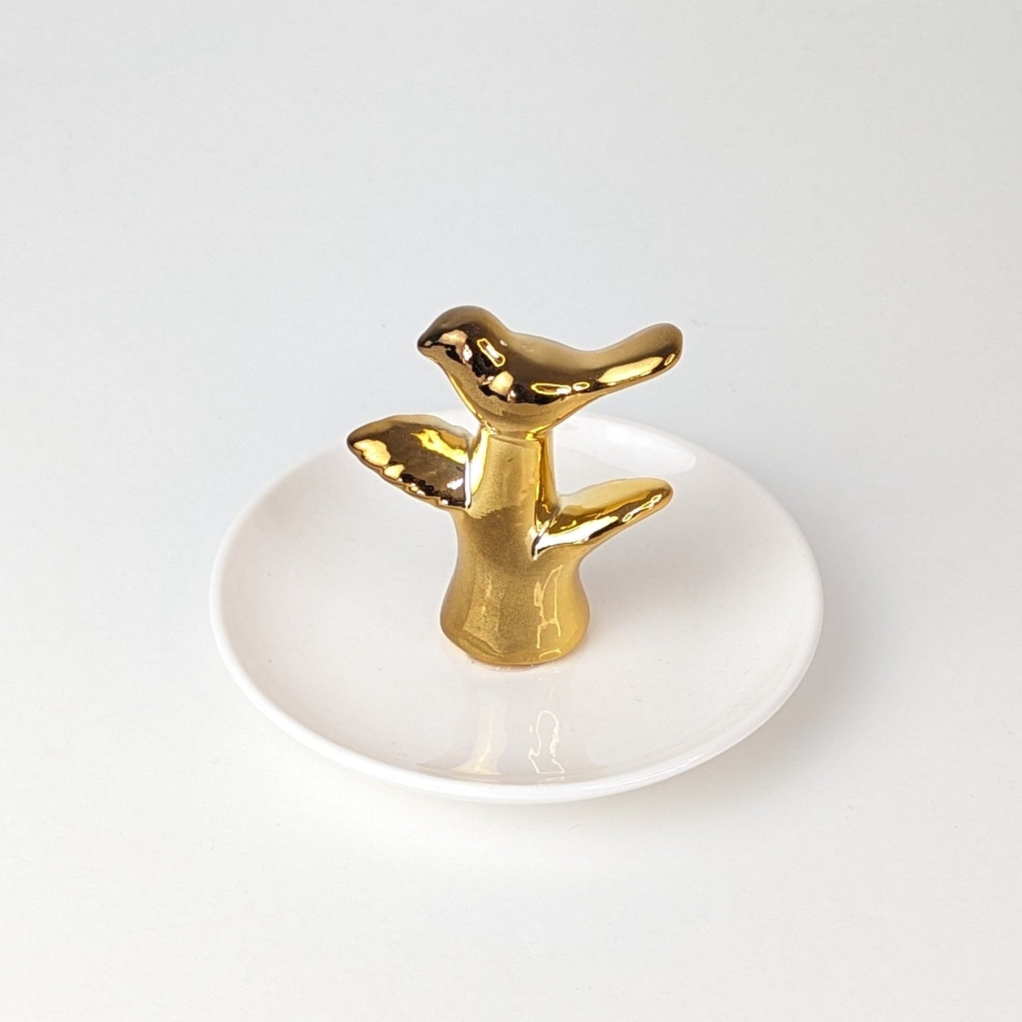 Porte bagues arbre et oiseau en céramique