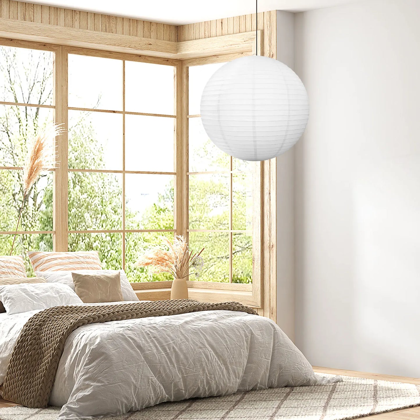 Abat-jour Lampe de Chevet Chinois Rond en Papier