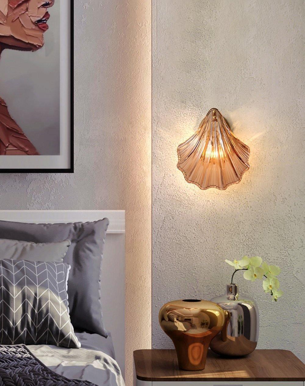Applique Murale Design Coquillage en Laiton et Verre – Lampe LED Moderne