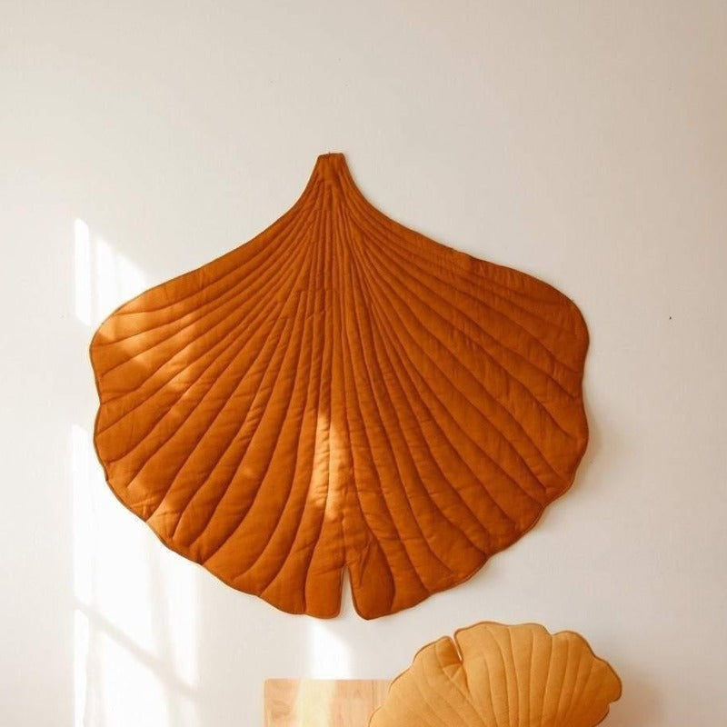Tapis Feuille de Ginkgo en Lin “Caramel”