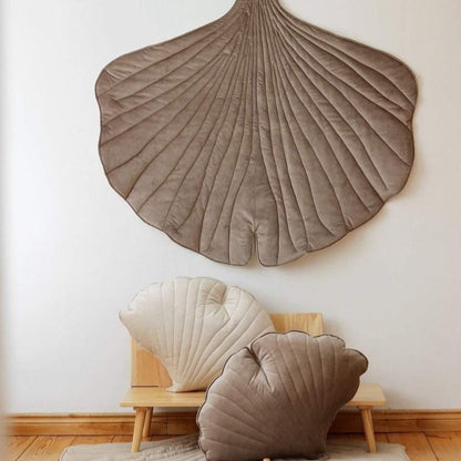 Tapis Feuille de Ginkgo en Velours “Beige Foncé”