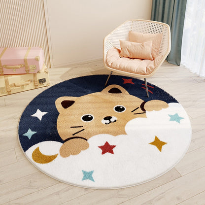 Tapis Rond Chambre Bébé Nuage et Chat