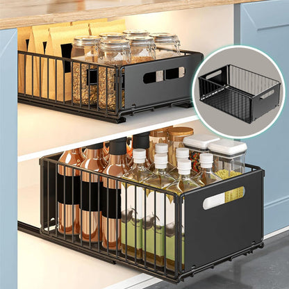 Tiroir de rangement coulissant avec poignée, pour étagère et armoire de cuisine